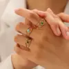 Wholesale PVD Coated Real Gold Plated 18K Gold Eye 304 Stainless Steel Streetwear Waterproof Non Tarnish Open Ring