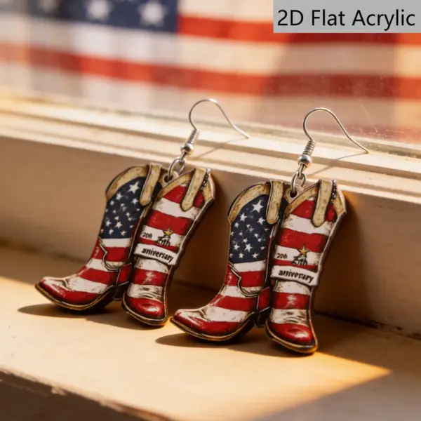 Wholesale Retro Print Boots Drop Earrings For Women In White & Red Acrylic With 304 Stainless Steel Ear Pins