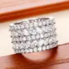 Wholesale Geometric Claw Setting Ring For Women In Copper With White K Water Plating And Zircon Inlay