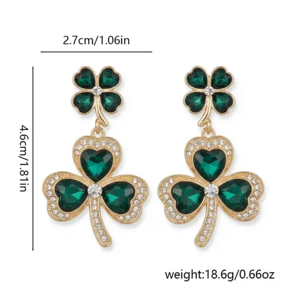 Wholesale Simple Style Green Flower Stud Earrings For Women, Made Of Zinc Alloy With Zircon Inlay