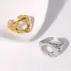 Wholesale PVD Coated Real Gold Plated 18K Gold Irregular 304 Stainless Steel Classic Style Cool Style IG Style Waterproof Non Tarnish Open Rings