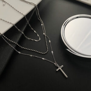 04-A9 Titanium Steel Cross Necklace silver