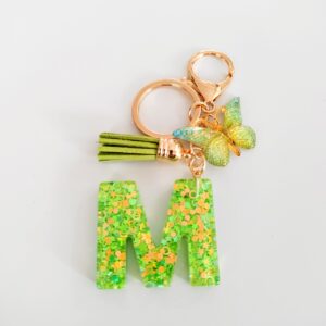 Green letter key chain pendant-M