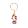 Wholesale American Flag Keychain Heart-Shaped Alloy Oil Drop Women's Bag Decoration