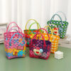 Wholesale Colorful children's portable vegetable basket women's bag artistic handmade woven bag flower cute summer seaside beach