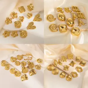 Wholesale 1 Pair Classic Style Geometric Oval Heart Shape Plating 304 Stainless Steel Ear Studs