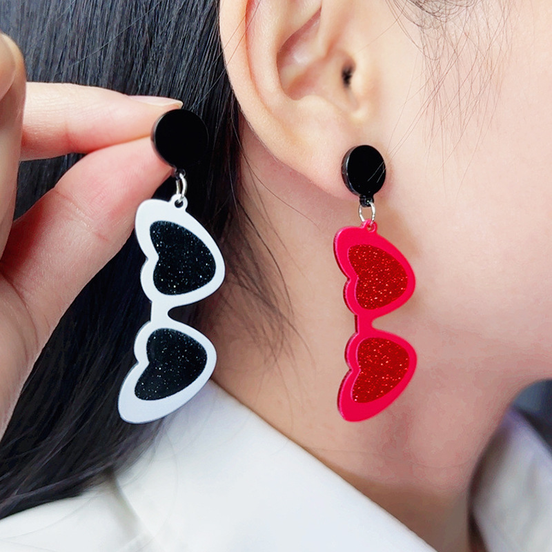 Wholesale New Valentine's Day love sunglasses women's earrings autumn and winter earrings simple personality acrylic suit earrings