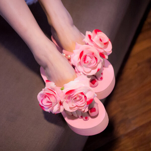 oly-2006ef9680b32e99fae2e8a4fe064054 Wholesale Beach Vacation Non-slip Flip Flops Pearl Flower Fresh Sandals Fashion Thick Bottom Flip Flops