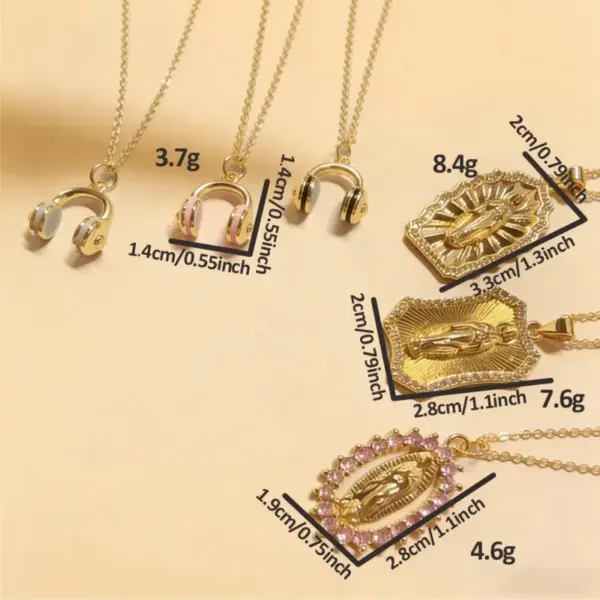 Wholesale Virgin Mary Enamel Pendant Necklace For Women With 14K Real Gold Plated Copper And Zircon Inlay, Handmade Chain Featuring Water Plating