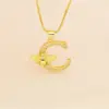 Wholesale New Fashion Classic Bee Diamond Embedded 26 English Alphabet Gold Plated Copper Link Necklace For Women Ins Style Gold Color