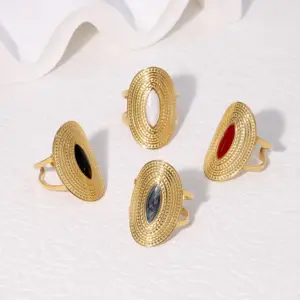 Wholesale PVD Coated Real Gold Plated 18K Gold Geometric 304 Stainless Steel Vintage Style Simple Style IG Style Waterproof Non Tarnish Open Rings