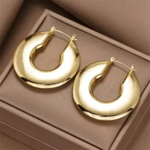 Wholesale Three-dimensional Geometric Earrings For Women In Copper With KC Golden Water Plating And 0.03µm Thick Coating
