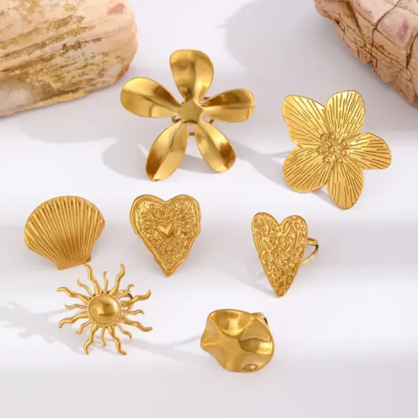 oly-202bdf9fe5df7e40097e127ebef9055c Wholesale Jewelry Modern Style Classic Style Flower 304 Stainless Steel Plating Open Rings