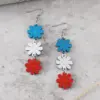 Wholesale Retro White Wood Drop Earrings For Women Featuring Floral Print Design