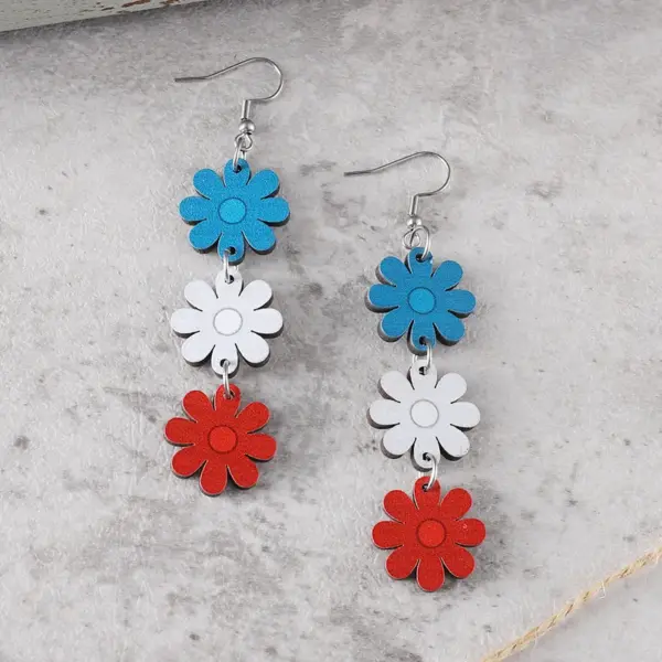Wholesale Retro White Wood Drop Earrings For Women Featuring Floral Print Design