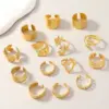 Wholesale Fashion Stainless Steel Titanium Ring Geometric Leaf Design Heart-shaped Hydraulic 3D Open Ring Unisex Fashion Jewelry