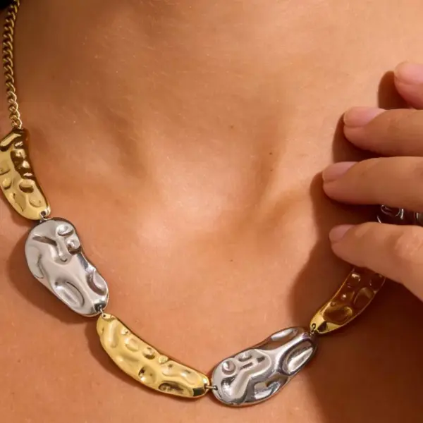 Wholesale Waterproof Non Tarnish Peanut Necklace For Women Featuring 18K Real Gold Plated Electroplated 304 Stainless Steel With Handmade Chain