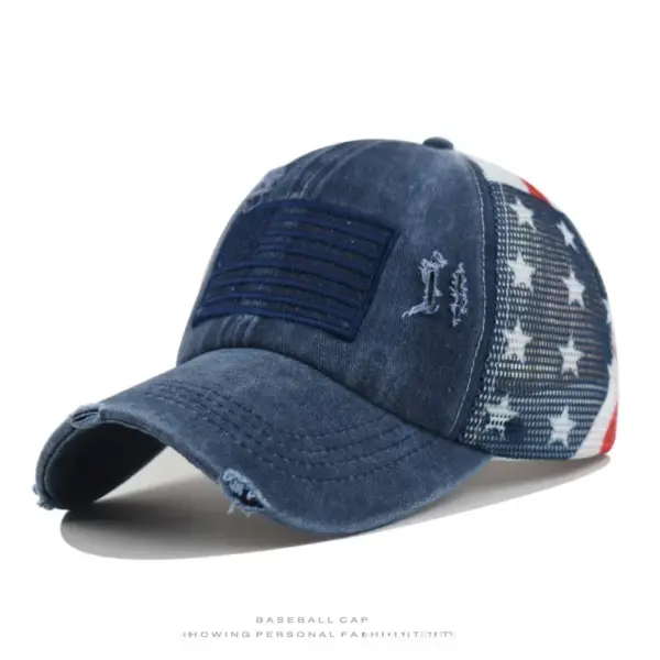 Wholesale American Flag Casual Baseball Cap With Curved Brim, Breathable Cotton Material Featuring Star Design