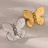 Wholesale Fashionable Retro Butterfly Flower Stainless Steel Ring 18K Gold Plated Simple Design Luxury Jewelry For Women European Style