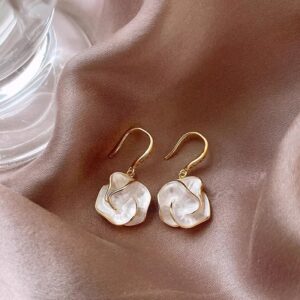 Thin coated camellia ear hook