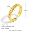 Wholesale PVD Coated Real Gold Plated Solid Color 304 Stainless Steel Modern Style Sweet Waterproof Non Tarnish Rings