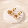 Wholesale Waterproof Non Tarnish Flowers Earrings For Women, 18K Real Gold Plated With Zircon Inlay, PVD Coated 304 Stainless Steel