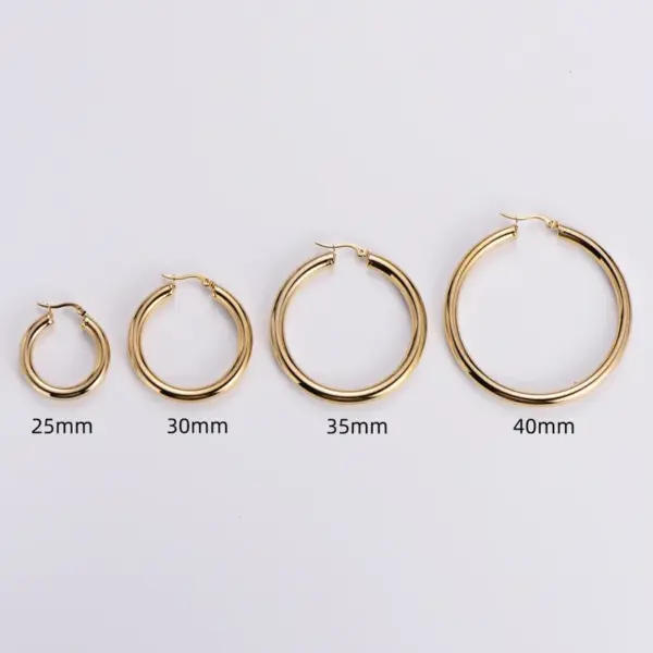 Wholesale Ion Plating (IP) 18K Gold Plated Circle 304 Stainless Steel Simple Style Commute Waterproof Non Tarnish Earrings