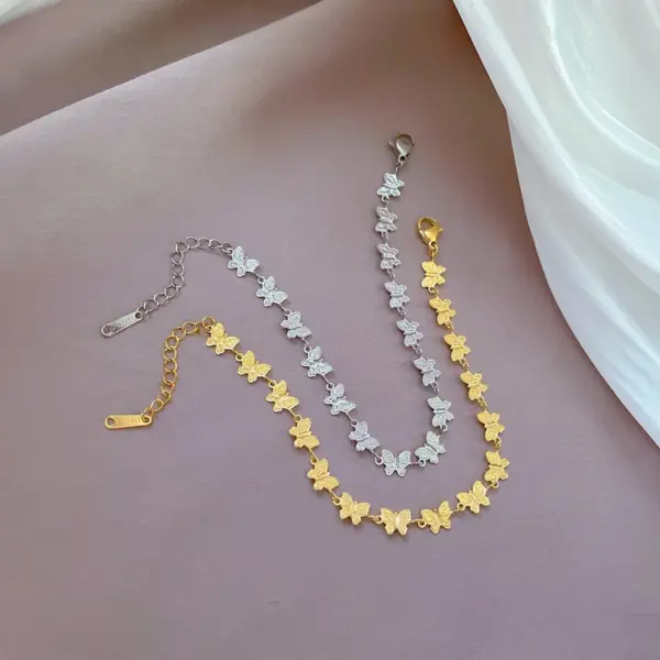 Wholesale PVD Coated Real Gold Plated Butterfly Titanium Steel Simple Style Classic Style Waterproof Non Tarnish Titanium Steel Bracelets