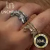 Wholesale Women’s Cross Ring In 304 Stainless Steel With Waterproof Non Tarnish PVD Coating And 18K Real Gold Plated, Featuring Zircon Inlay