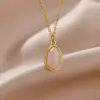 oly-2062fa58981973636db61bb0e3b691aa Wholesale 2pcs/set White Nude Natural Stone Jewelry Set 18K Gold Plated Stainless Steel Necklace Ring Minimalist Water Drop Shape Two-Piece Jewelry Accessories Daily Wear Choice