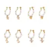 Wholesale Elegant Butterfly Flower Pearl Pendant Earrings With Sparkling Zirconia East Gate Of Seoul Luxury Atmosphere Women's Jewelry
