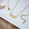 Wholesale Lady Tulip Stainless Steel Copper Plating Inlay Zircon 18k Gold Plated Necklace