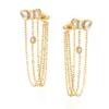 Wholesale 18K Gold Plated Jewelry 304 Stainless Steel Zircon Tassel Earrings Waterproof Non-Fading Vintage Classic Accessories