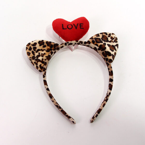 Wholesale LOVE Love Hair Hoop Leopard Cat Ear Headband Valentine's Day Sexy Headband Wash Hair Card Party Hair Accessories