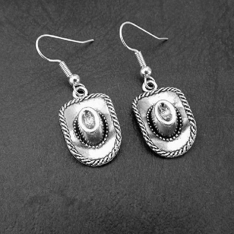 Wholesale Cross-border European and American Western Cowboy Hat Boots Earrings Retro Ethnic Asymmetric Ear Hook Earrings Electroplating Process
