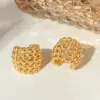 Wholesale 304 Stainless Steel C Shape Solid Color PVD Coated 18K Real Gold Plated Real Gold Plated 18K Gold Vacation Simple Style IG Style Waterproof Non Tarnish Asymmetrical Gold Ear Cuffs