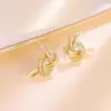 Wholesale Geometric Electroplated Copper Earrings For Women With Zircon Inlay And Water Plating Finish