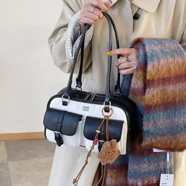 Wholesale Bowling Handbag For Women 2025 New Trendy Fashion Retro Underarm Bag Versatile Large Capacity Single Shoulder Commuter Bag