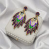 oly-20e4b951d0d74b5d98577e106367a880 Wholesale Ethnic Style Carnival Festival Earrings Autumn and Winter High-end Fashion Handmade Rice Beads Feather Exaggerated Earrings for Women