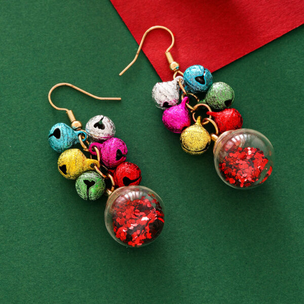Wholesale Christmas Colorfulful Earrings, Fashionable and Versatile, Creative and Simple Multi-Colorful Bell Tassel Earrings, Christmas Carnival Earrings