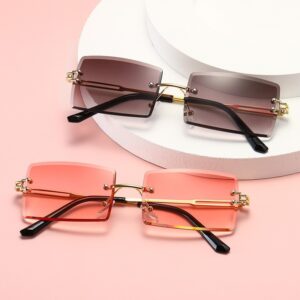 Wholesale 2024 New Frameless Cut Edge Sunglasses Women's Square Internet Celebrity Fashion Gradient Color Sunglasses Fashion Street Photography