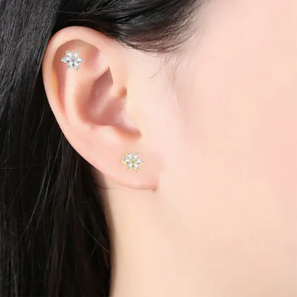Wholesale Titanium Alloy Cross Stud Earrings Insert Piercing Bone Stud Earrings Zirconia Earrings Unisex Heart Pattern Electroplated Design