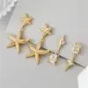 Wholesale Asymmetrical Star Earrings For Women In Silver Featuring Copper Ear Pins And Zircon Inlay