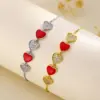 Wholesale Copper Inlay Heart Shape Zircon Bracelets