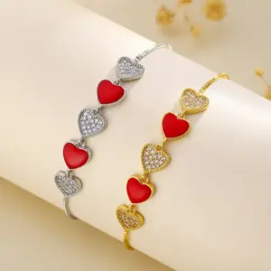 Wholesale Copper Inlay Heart Shape Zircon Bracelets