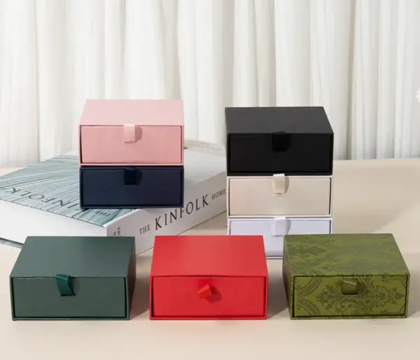 Wholesale High-End Jewelry Storage Box Multi-Color Drawer Design Ring Necklace Packaging Box Quality Craftsmanship Slotting Process