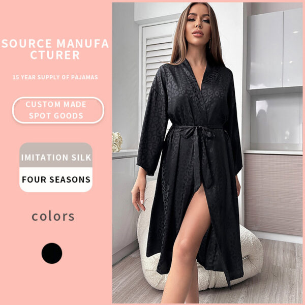 oly-212092ea6cc69f70de99b697f69412d2 Wholesale Spring and Summer Mid-Length Warm Home Wear Pajamas Long-Sleeved Sexy Nightgown Wearable Bathrobe Bridal Dressing Gown High-End