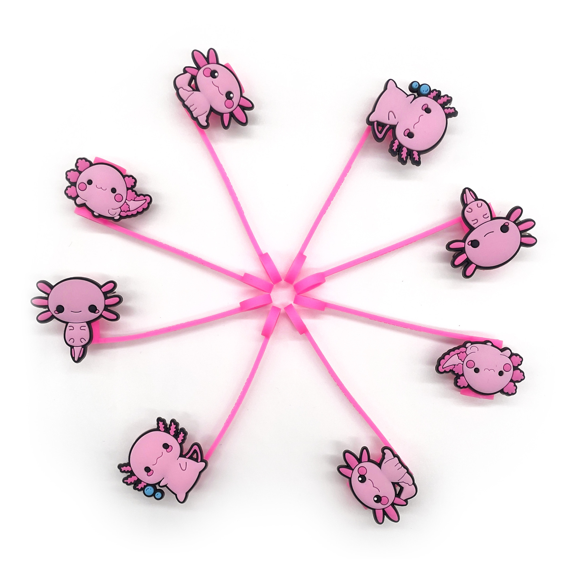 Wholesale New Animal Salamander Series Straw Sleeve Straw Cap Silicone Dust Plug Cute Anime Party Straw Decorations