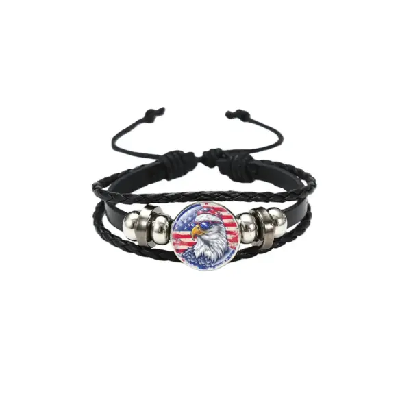 Wholesale National Flag PU Leather Bracelets With Leather Rope Chain, Unisex Cartoon Style Wristbands