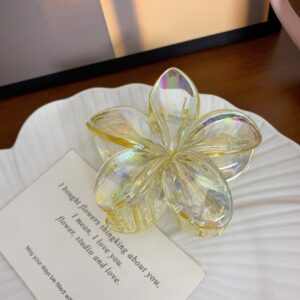 10#Transparent plumeria clip-yellow